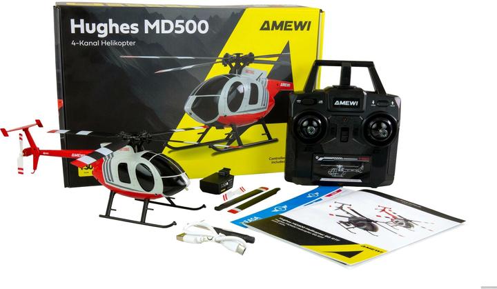 Actual product image Amewi RC Helikopter MD500 Li-Po Akku 350mAh silber/rot