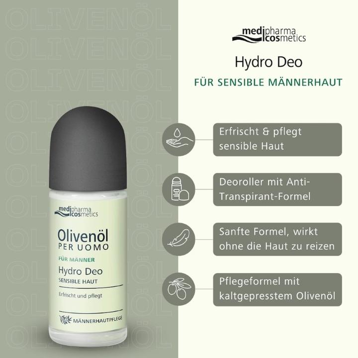 Actual product image Medipharma cosmetics Olive Oil Per Uomo Hydro Deo Sensitive Skin, 50 ml Roll-On (Roll-on, 50 ml)