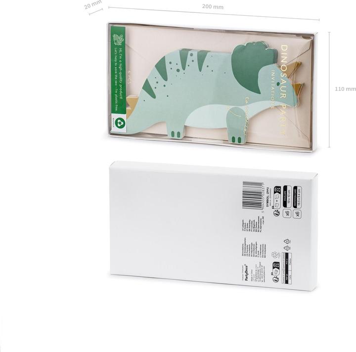 Produktbild Partydeco Einladungskarte Triceratops 6 Stück, Papierformat: 18.5 x (6 Stk.)