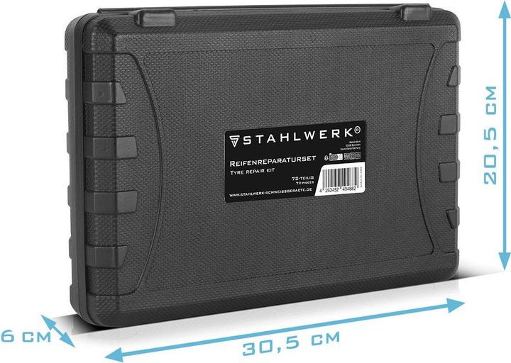 Produktbild Stahlwerk Reifenreparaturset 72-teilig, Reifenreparatur Kit Kfz, Flickset Auto