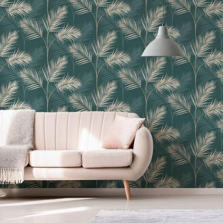 Actual product image Fine Decor South Beach Palm Leaf Wallpaper (53 x 1000 cm)