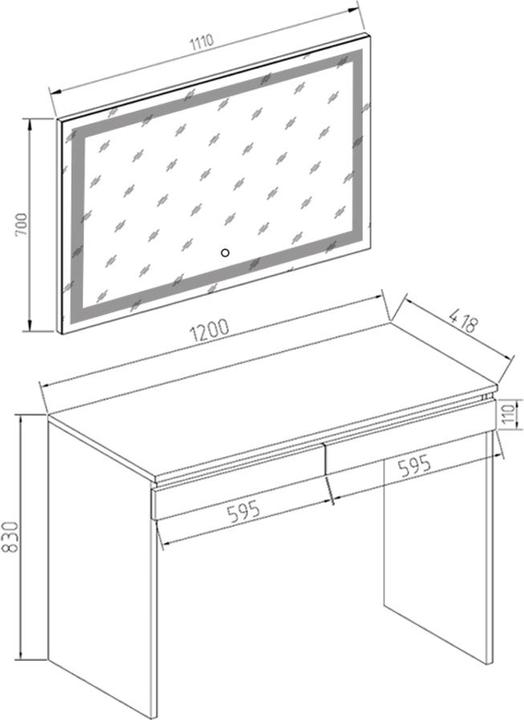 Actual product image Vicco Emma with lighting (120 x 43 x 83 cm)