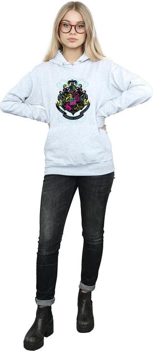 Actual product image Womens/Ladies Neon Hogwarts Crest Hoodie (XXL)