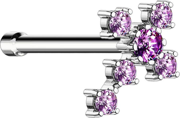 Actual product image Star Piercing Nasenstecker gerade silber Kreuz mit Kristall tanzanite (Surgical steel 316L, Brass)