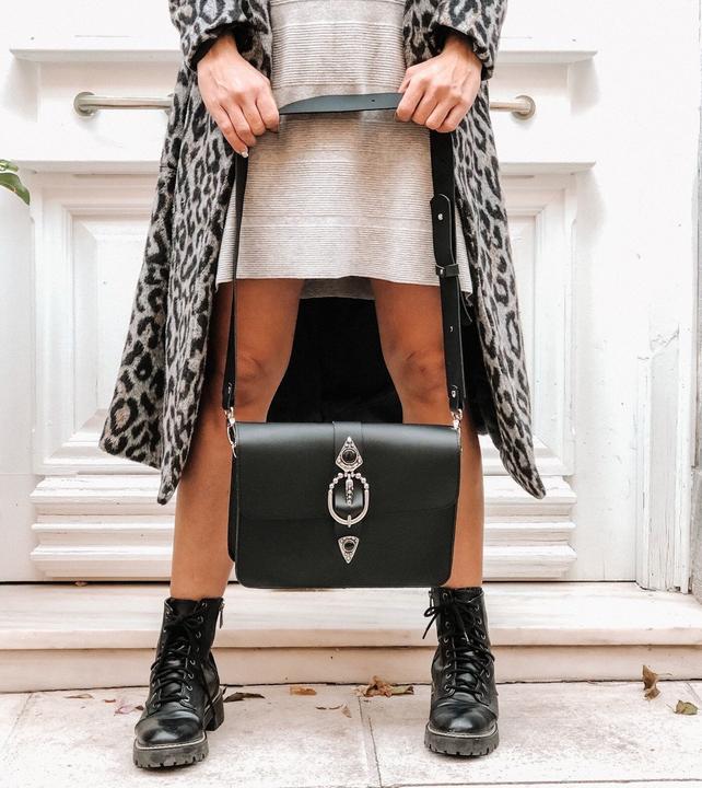 Image du produit Only-Bags.Store Sac bohème, sac bandoulière en cuir, sac à main en cuir noir, en cuir pleine fleur