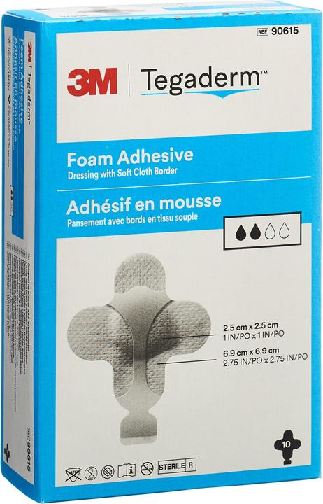 Actual product image 3M Tegaderm Foam HP Foam Compress Mini Cross adhesive 10 pcs.
