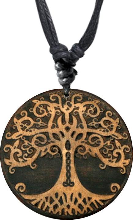 Image du produit Star Piercing Collier noir pendentif rond arbre de vie en bois Narra (sans laiton, Organique)