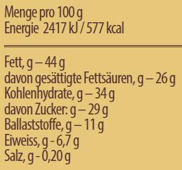 Nährwerte und Zutaten Heidi Chocolaterie Suisse Bergglück 70% Cacao Edelbitter Schoggi Bio (75 g)