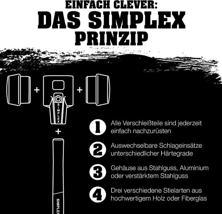 Produktbild Halder SIMPLEX-Schonhammer Tempergussgehäuse Holzstiel (2775 g)