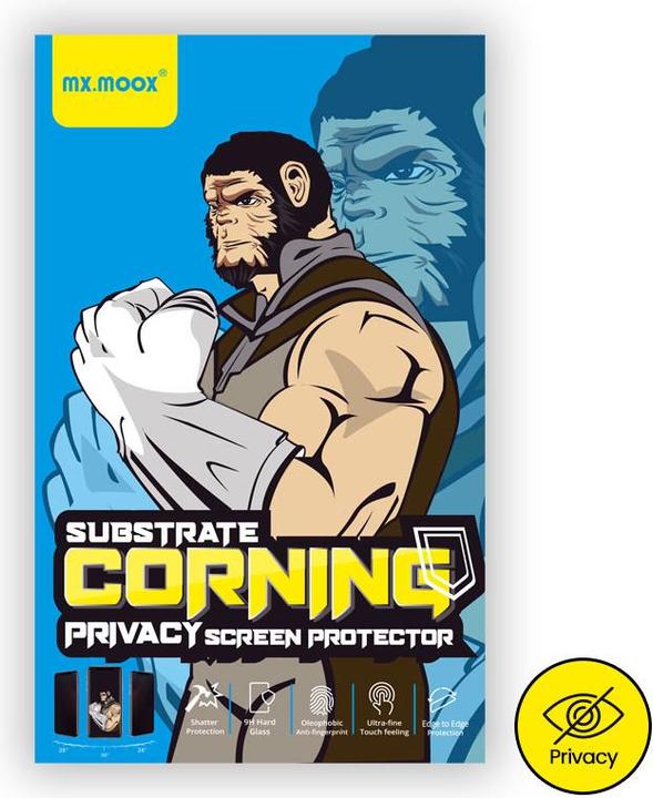Actual product image Mx. Moox CORNING iPhone 14 Pro - Tempered Glass / Panzerglas - Privacy (1 Piece, Apple iPhone 14 Pro)