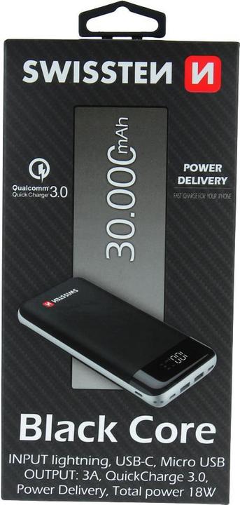 Immagine prodotto Swissten Black Core (30000 mAh, 18 W, 111 Wh)
