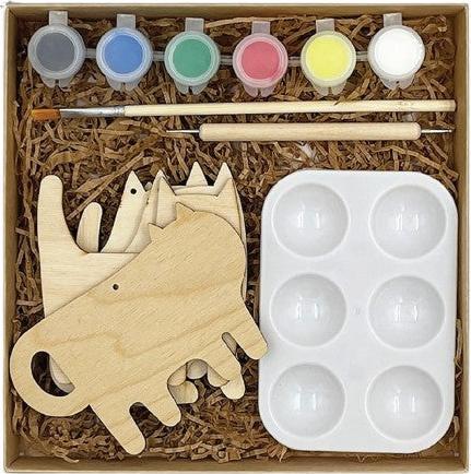 Activity Board DIY süsse Katzenform Holzzeichnung, Dotting Kit Katzenornamente, Malset für Kinder, Bastelkunst