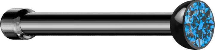 Produktbild Star Piercing Nasenstecker gerade schwarz Halbkugel Kristall hellblau (ohne Messing, Chirurgenstahl 316L)