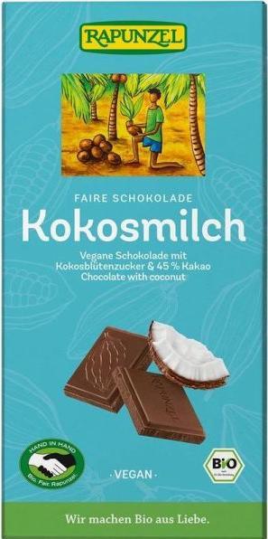 Image du produit Rapunzel Lait de coco chocolat végétalien bio (80 g)