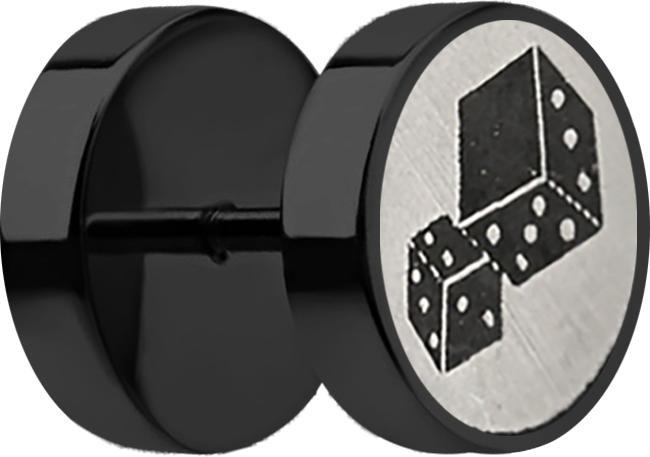Actual product image Star Piercing Fake Plug schwarz mit Würfel (without brass, Surgical steel 316L)
