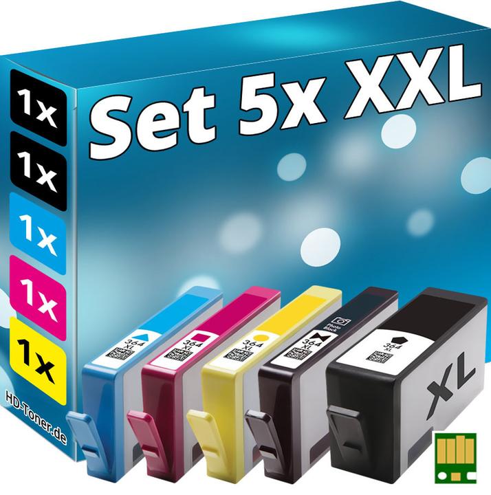 Actual product image Druckfuxx 5x CHIP PATRONEN für HP-364XL DESKJET 3070A 3520 3522 3524 OFFICEJET 4