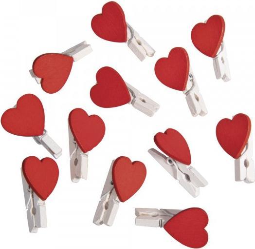 Produktbild Rayher Mini Holzklammern Weiss mit Herz 12 Stk.