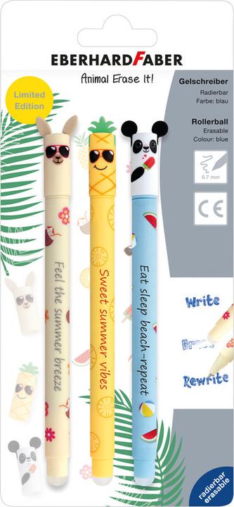 Immagine prodotto EberhardFaber Roller Gel Animal Erase it! Limited Edition (Blu, 3 x)