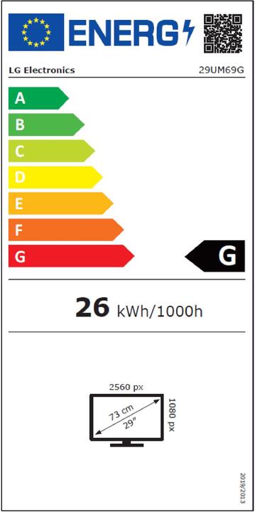 Label énergétique LG 29UM69G-B (2560 x 1080 pixels, 29")