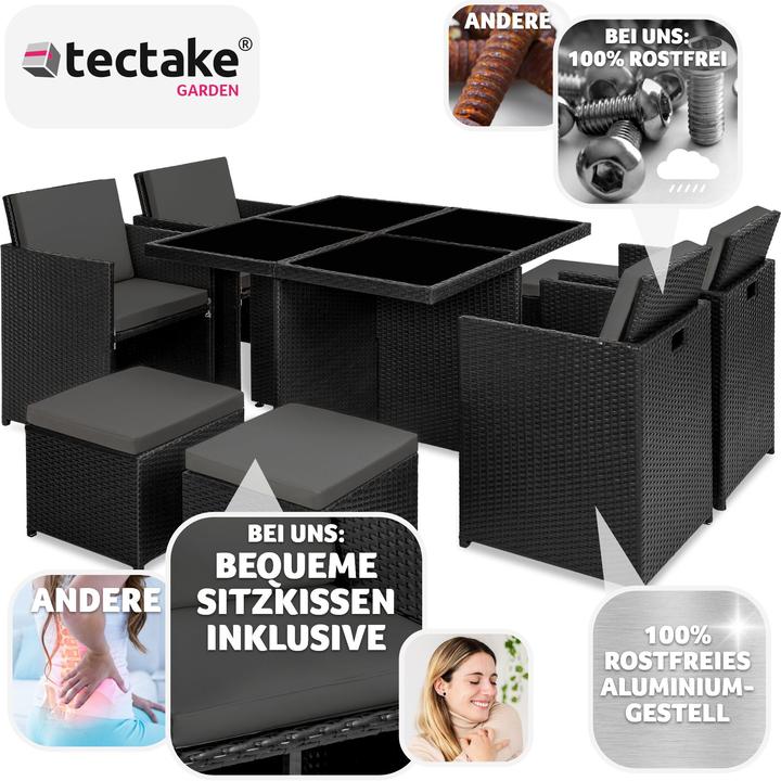 Immagine prodotto tectake set da giardino in rattan e alluminio Manhattan, variante 2 (100 cm)