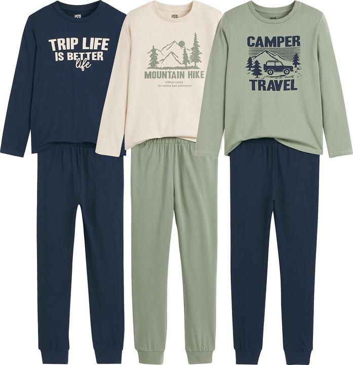 La Redoute Collections 3er-Pack Pyjamas mit Messageprint und Bergmotiv
