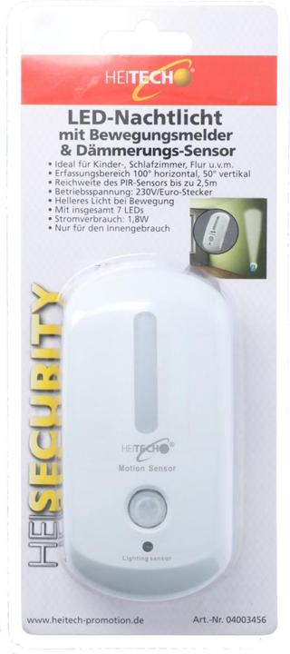 Image du produit Heitech LED-Nachtlicht mit Bewegungsmelder und Dämmerungssensor