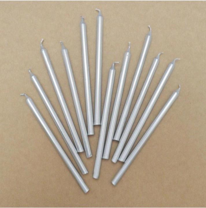 Image du produit ScrapCooking Lot de 12 bougies longues argentées 12cm (12 x)