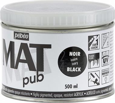 Actual product image Pebeo Acrylic Mat Pub (Ivory Black, 500 ml)