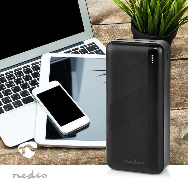 Produktbild Nedis powerbank | 32000 mAh | 2.4 / 3.0 / 3.25 A | Anzahl der Ausgänge: 2 | Ausgangsanschluss: 1x US (32000 mAh, 65 W, 65 Wh)