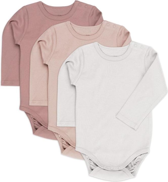 Actual product image La Loona LaLoona baby bodysuit & wrap bodysuit long sleeve 3-pack - Rose - (98)