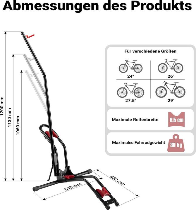Produktbild Wiltec Fahrradständer vertikal 51x11x120cm Universal Fahrradhalter freistehend