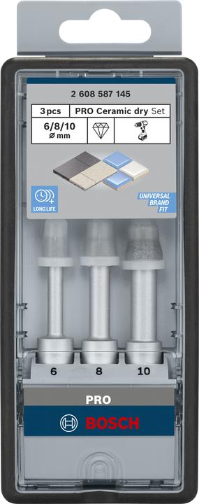 Immagine prodotto Bosch Professional Zubehör Set di punte a secco PRO Ceramic, 6 x 33, 8 x 33, 10 x 33 mm, 3 pezzi. (6 mm, 8 mm, 10 mm)