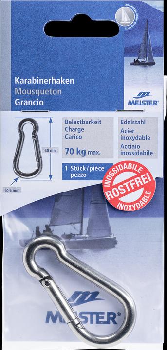 Meister Karabinerhaken Edelstahl ø 6 mm 60 mm
