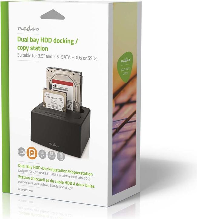 Immagine prodotto Nedis Docking station per hard disk | USB 3.2 Gen1 | USB Type-A | 2 hard disk | 2.5 / 3.5 " | USB 3.2
