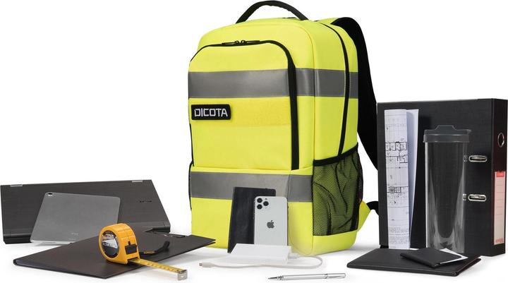 Actual product image Dicota Backpack HI-VIS Base 24 litre yellow (24 l)