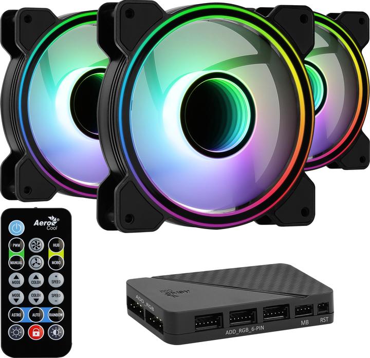 Actual product image AeroCool Mirage 12 ARGB Pro Computer Case Cooling Kit 12 cm Black (120 mm, 3 x)