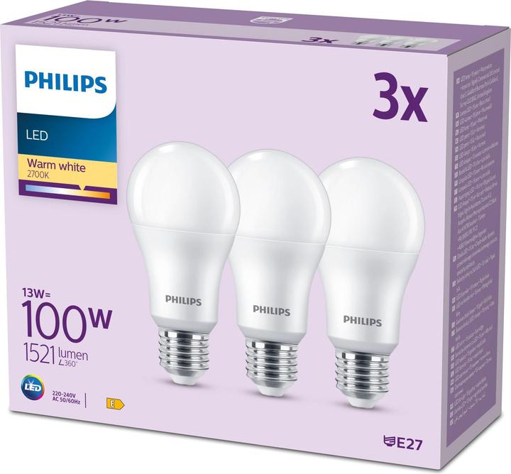 Actual product image Philips LED Bulbs (E27, 13 W, 1521 lm, 3 x, E)