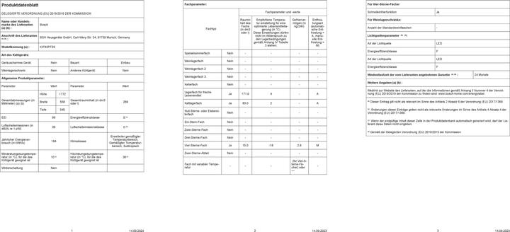 Produktbild Bosch Hausgeräte KIF82PFE0 (269 l)