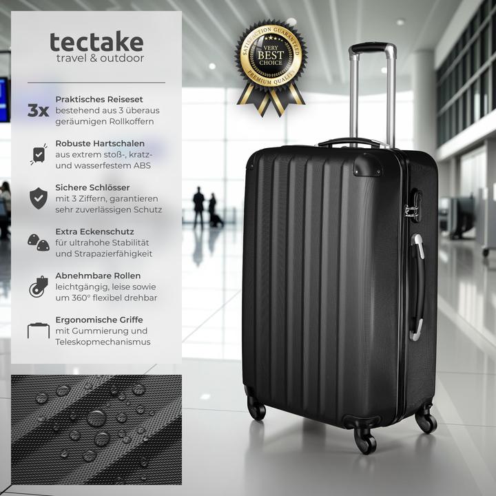 Produktbild tectake Hartschalenkofferset (95 l, M (50 - 90l), L (90 - 115l))