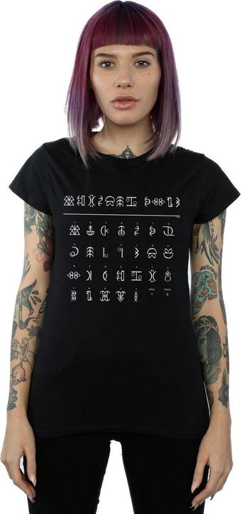 Actual product image Disney Womens/Ladies Artemis Fowl Gnommish Alphabet Cotton T-Shirt (M)