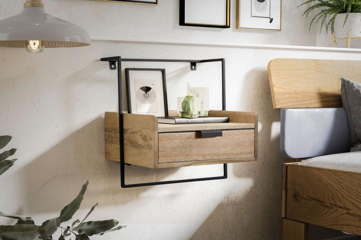 Produktbild FineBuy Nachttisch Nachtkonsole 44x45x35 cm Massivholz Hängend Boxspringbett