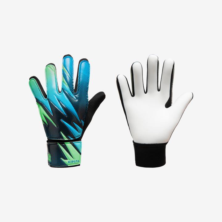 Actual product image Kipsta Kids' resistant gloves First Blue/green (4)