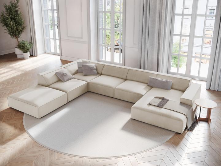Actual product image Micadoni Velvet Panoramic Left Corner Sofa, "Jodie", 7 Seats, 364x262x70Made in Europe (Sofa landscape)