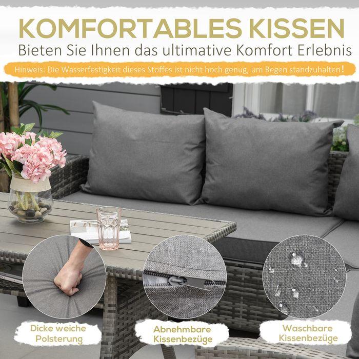Produktbild Swisshandel24 Luxus Polyrattan Gartenmöbel Set für 7 Personen Gartengarnitur Loungemöbel mit Beistelltisch Sitzkis