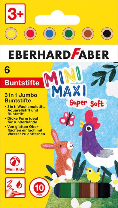 Image du produit EberhardFaber Crayons de couleur Jumbo MiniMaxi 6 pièces (Couleur mélangée, 6 x)
