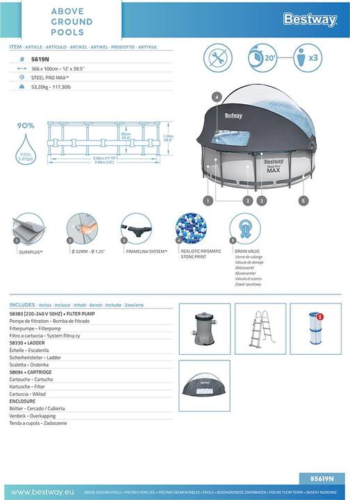 Image du produit Bestway Steel Pro Max Pool Set (Ø 366 x 100 cm)