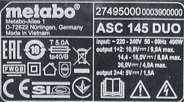 Image du produit Metabo Chargeur rapide double ASC 145 DUO Air Cooled (18 V)