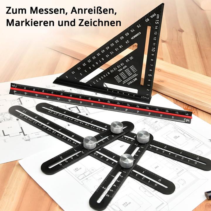 Actual product image Stahlwerk Ruler set with multi-angle measuring ruler, triangular ruler, angle triangle (300 mm)