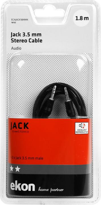 Actual product image Ekon Audio cable with a 3.5mm male - male jack (1.80 m, 3.5mm jack (AUX))