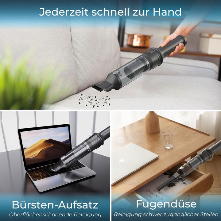 Actual product image KLAMER Handstaubsauger, 140W Akku Handstaubsauger, Leistungsstark mit 16.000 PA und 36 min Laufzeit